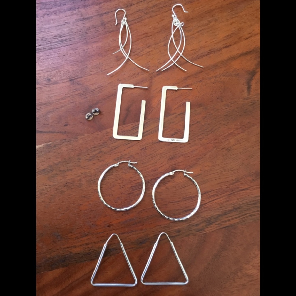 4 NWOT silver earrings - Picture 1 of 5